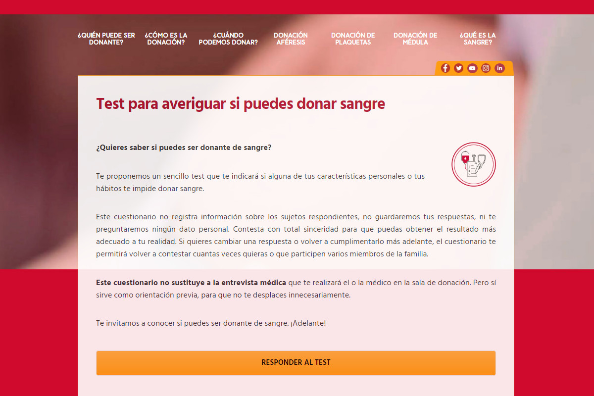 El ICHH crea un cuestionario para que las personas interesadas en donar sangre evalúen si pueden hacerlo