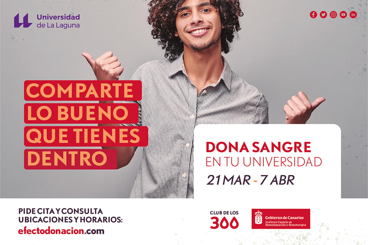 El ICHH inicia el próximo lunes la campaña de donación de sangre en la ULL
